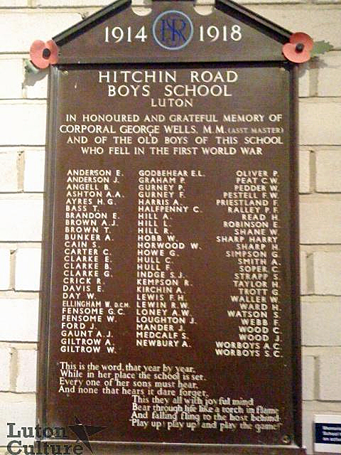 Hitchin Road Boys'School war memorial