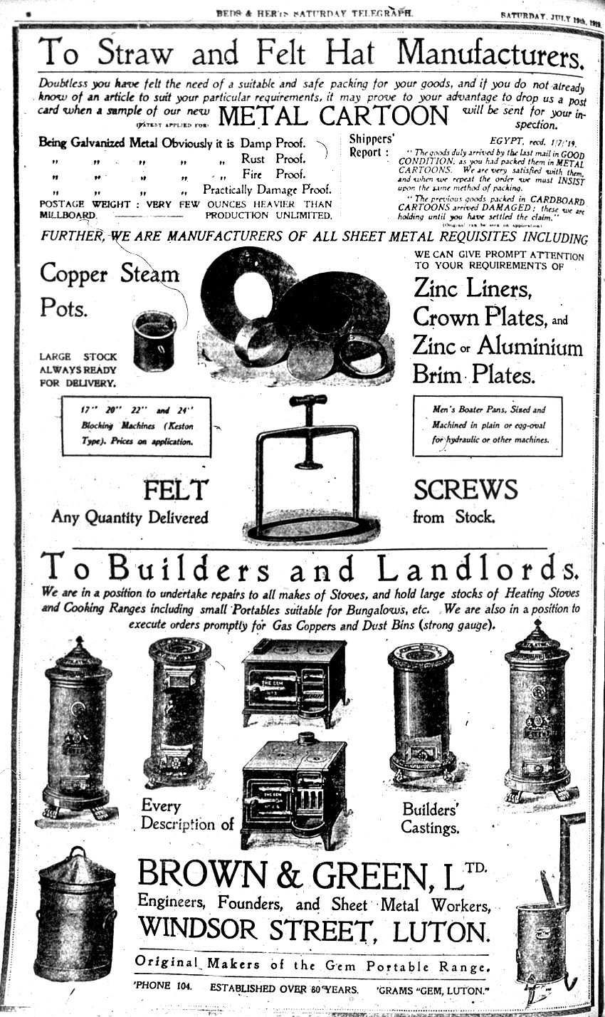 Brown & Green advert 1919