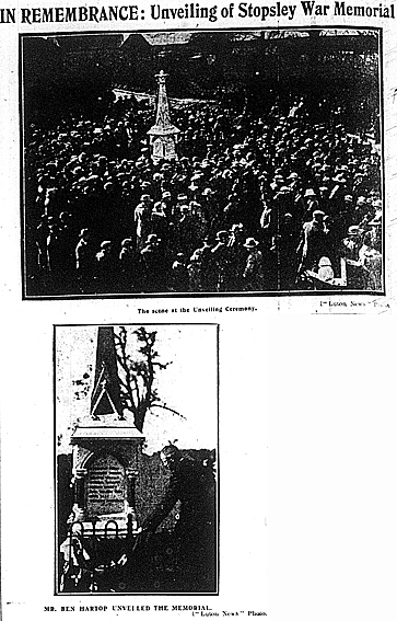 Stopsley War Memorial unveiling